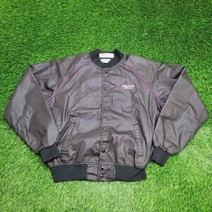 Vintage 80s BFGoodrich Racing Jacket Large 23x23 Boxy Crop Black Raglan